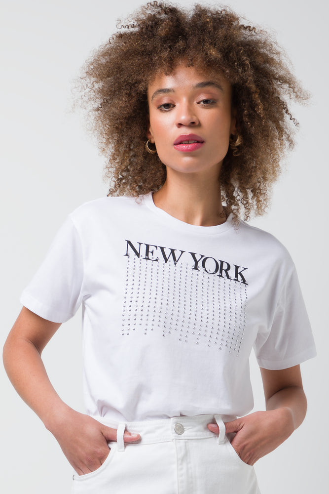 New York Short Sleeve T Shirt White Tops T Shirts Ackermans