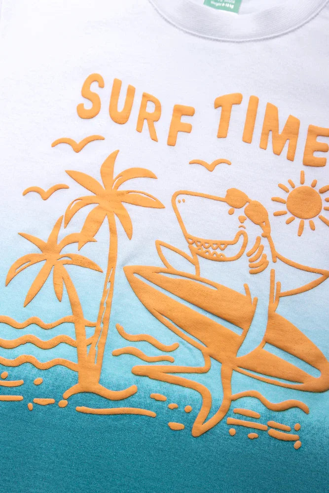 Surf Time Ombre Short Sleeve T-Shirt White And Blue