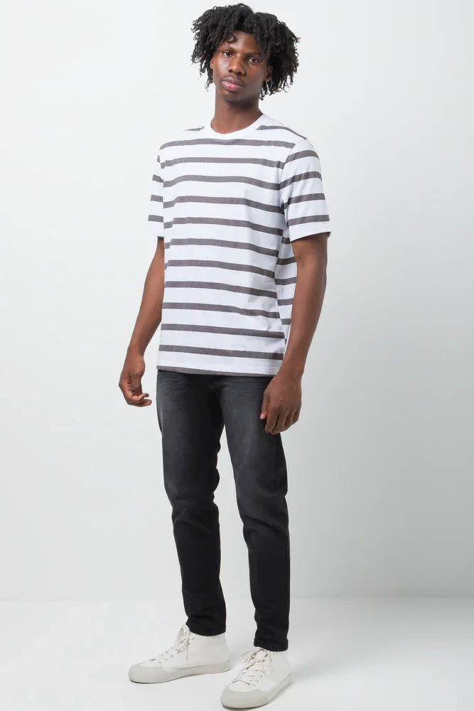 Short Sleeve Stripe T-Shirt Cream