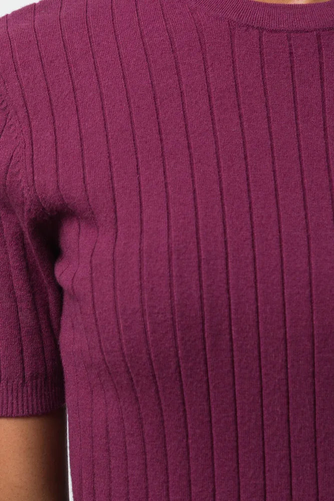 Rib  Short Sleeve Jersey Burgundy (3)