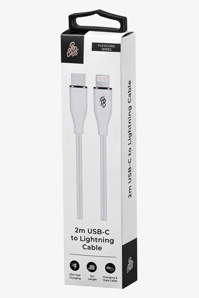 Pro Bass FlexiCord Series Type C Lightning Cable White