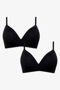 2 Pack Smooth Padded Wire Free Bras Black