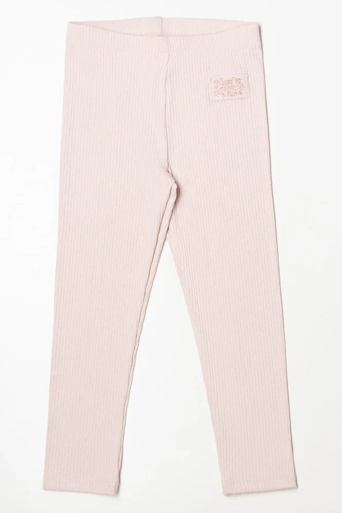 Rib Leggings Light Pink