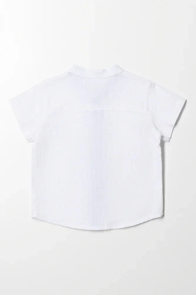 Mandarin Collar Shirt White (2)