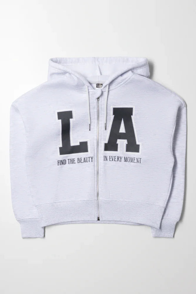 Los Angeles Hooded Zip Through Tracktop Grey