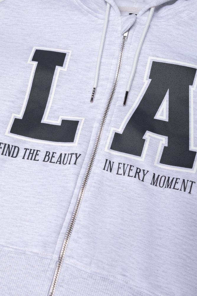 Los Angeles Hooded Zip Through Tracktop Grey