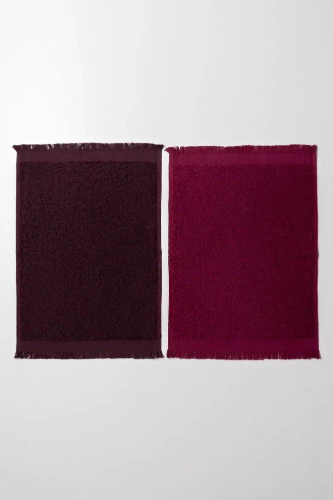 2 Pack Fringed Guest Towel Brown And Red