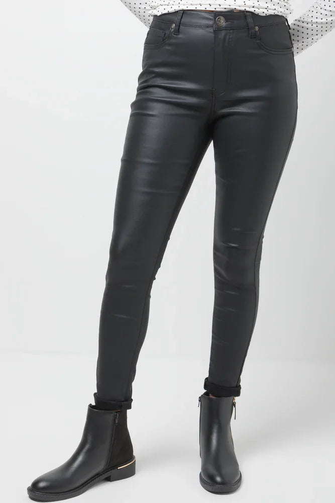 Coated Skinny Denim Jeans Black (1)