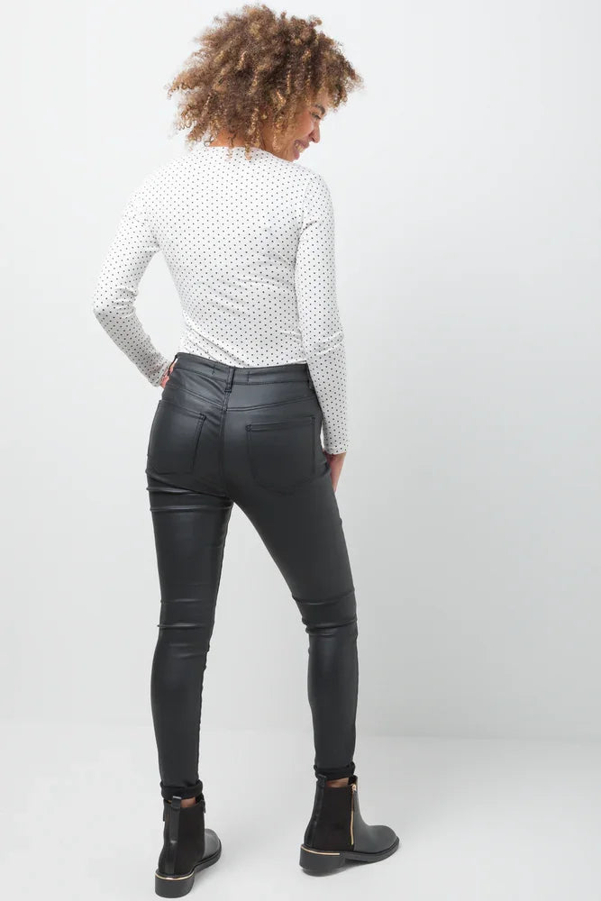 Coated Skinny Denim Jeans Black (3)