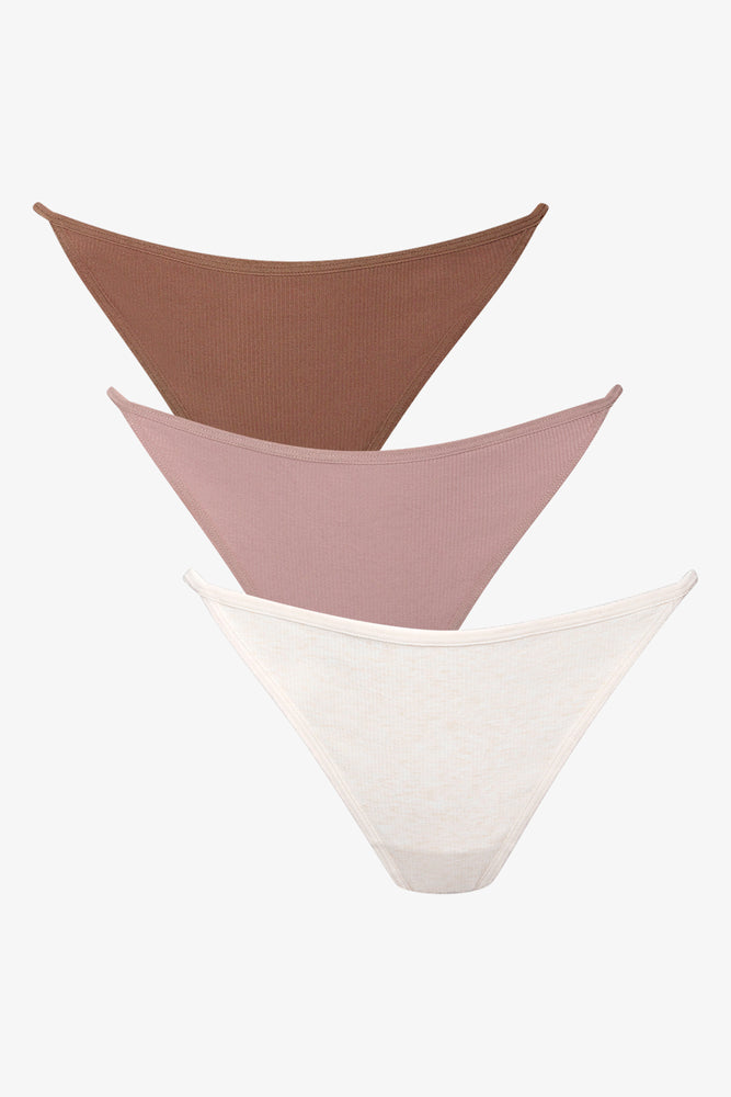3 Pack Strappy Thongs Natural And Cream