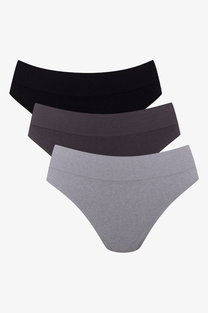 3 Pack Seamless Thongs Grey And Black