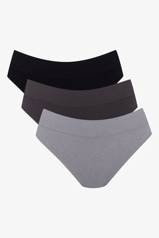 3 Pack Seamfree Brazilian Panties Black And Grey