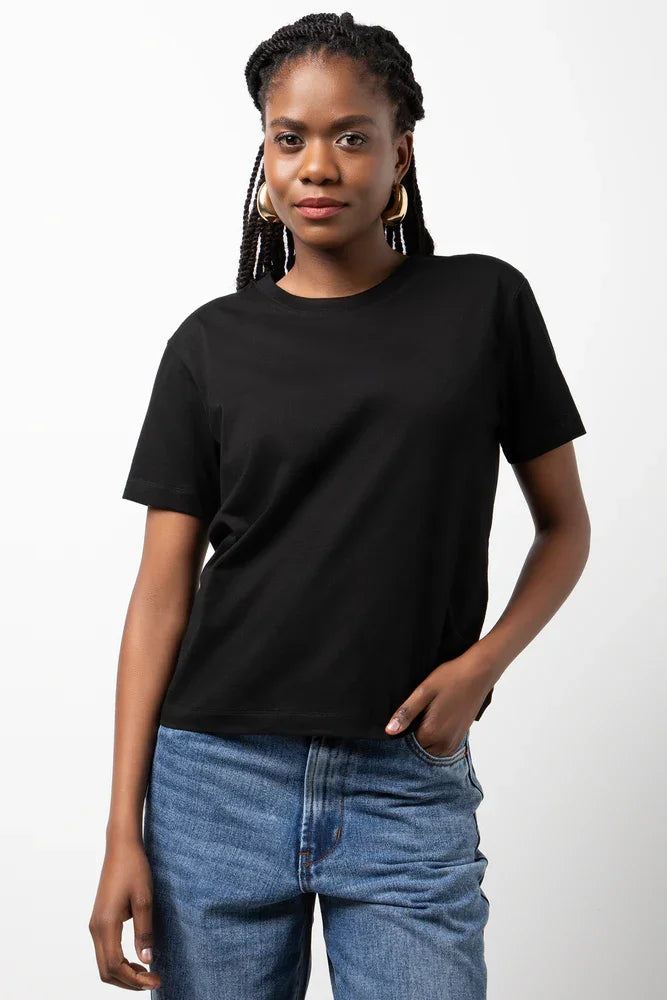 Crew Neck Short Sleeve Regular Fit T-Shirt Black