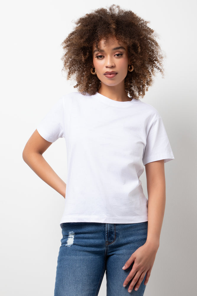 Crew Neck Short Sleeve Regular Fit T-Shirt White