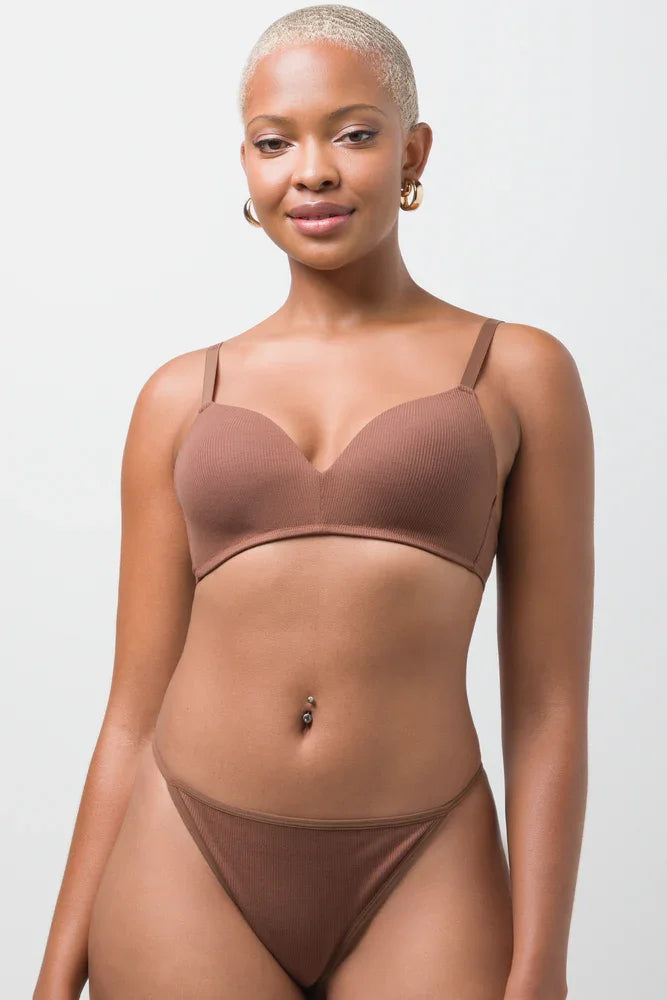 2 Pack Padded Wire Free Bra Small Black Cream And Brown