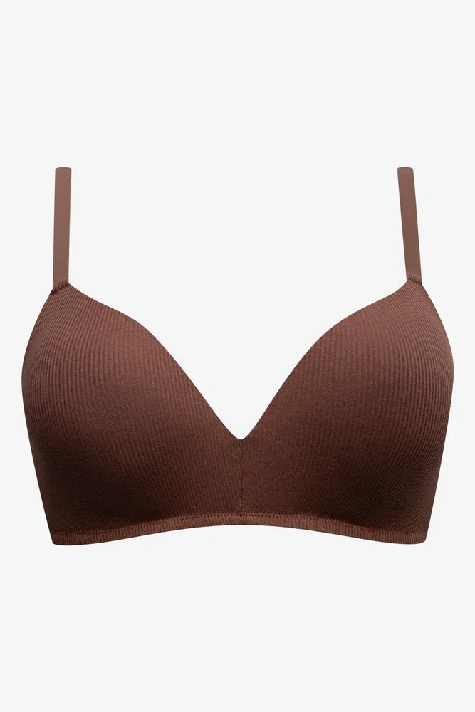 2 Pack Padded Wire Free Bra Small Black Cream And Brown (1)