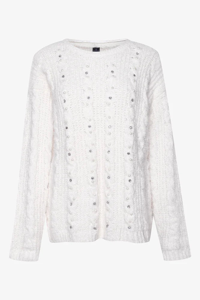 Diamante And Pearl Jersey Cream