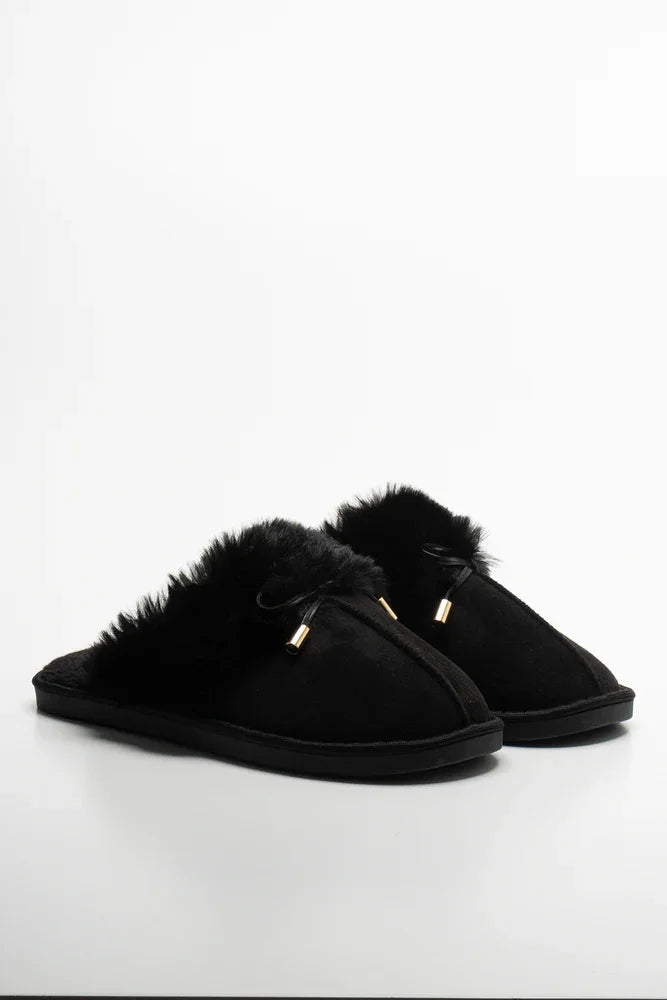 Fur Slippers Black