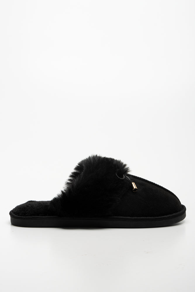 Fur Slippers Black