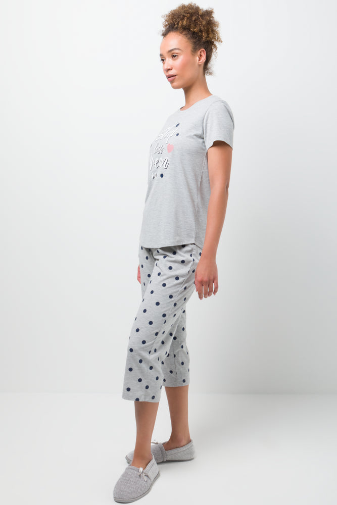 Sleep Less Dream More Capri Pyjamas Grey