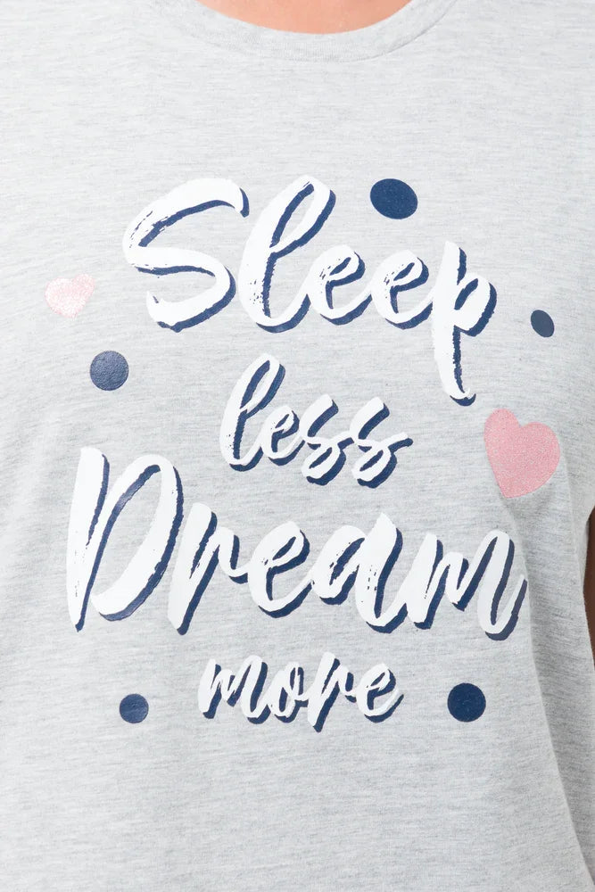 Sleep Less Dream More Capri Pyjamas Grey (3)