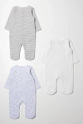 3 Pack Babygrow Grey, Blue & White (4)