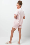 Satin Button Through Short Pyjamas Pink (2)