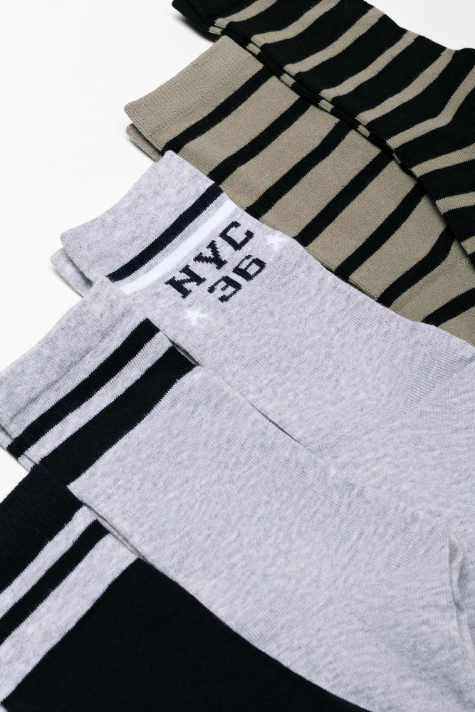 5 Pack Socks Black, Grey And Green