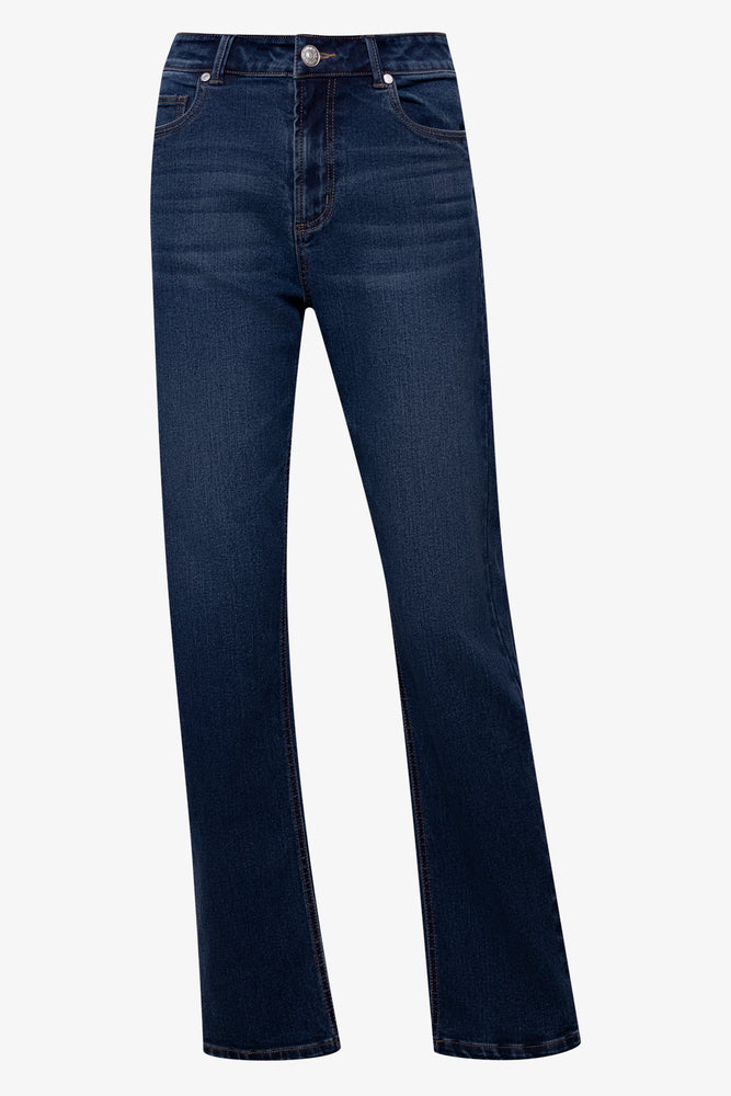 Slim Leg High Rise Denim Jeans Dark Blue