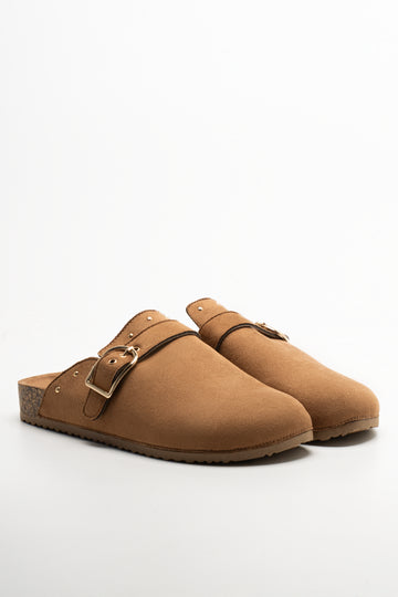 Closed Toe Mule Shoes Tan
