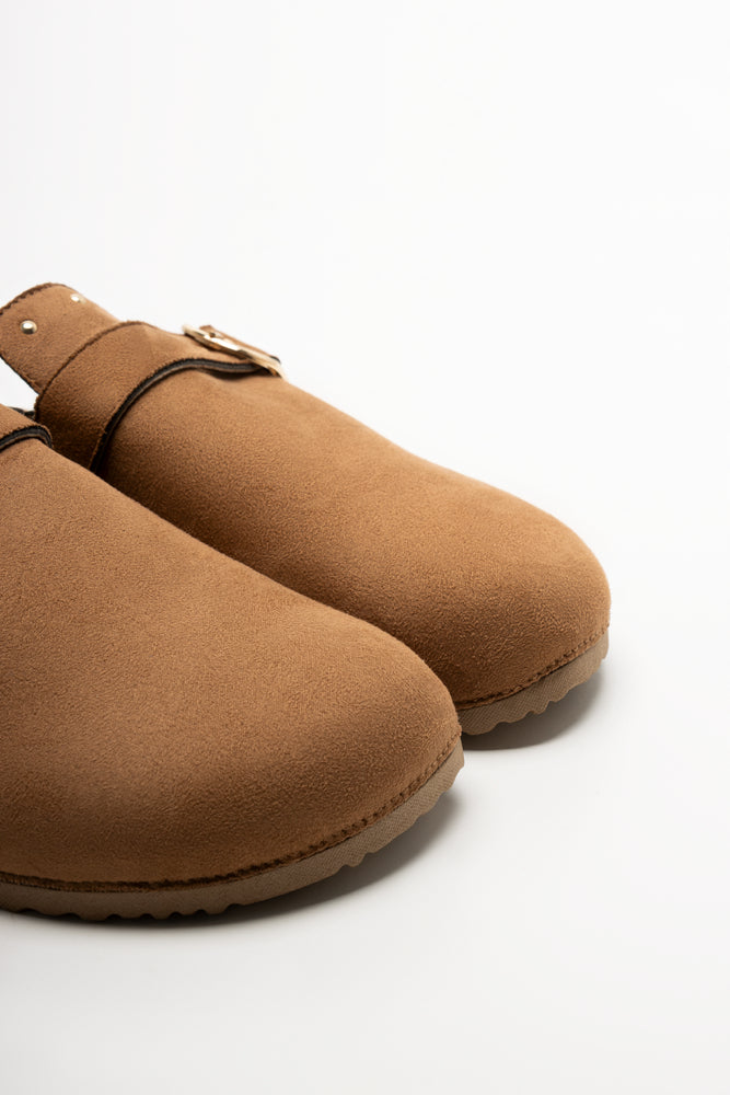 Closed Toe Mule Shoes Tan (2)