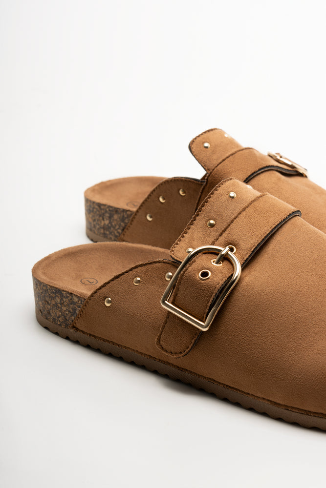 Closed Toe Mule Shoes Tan (3)