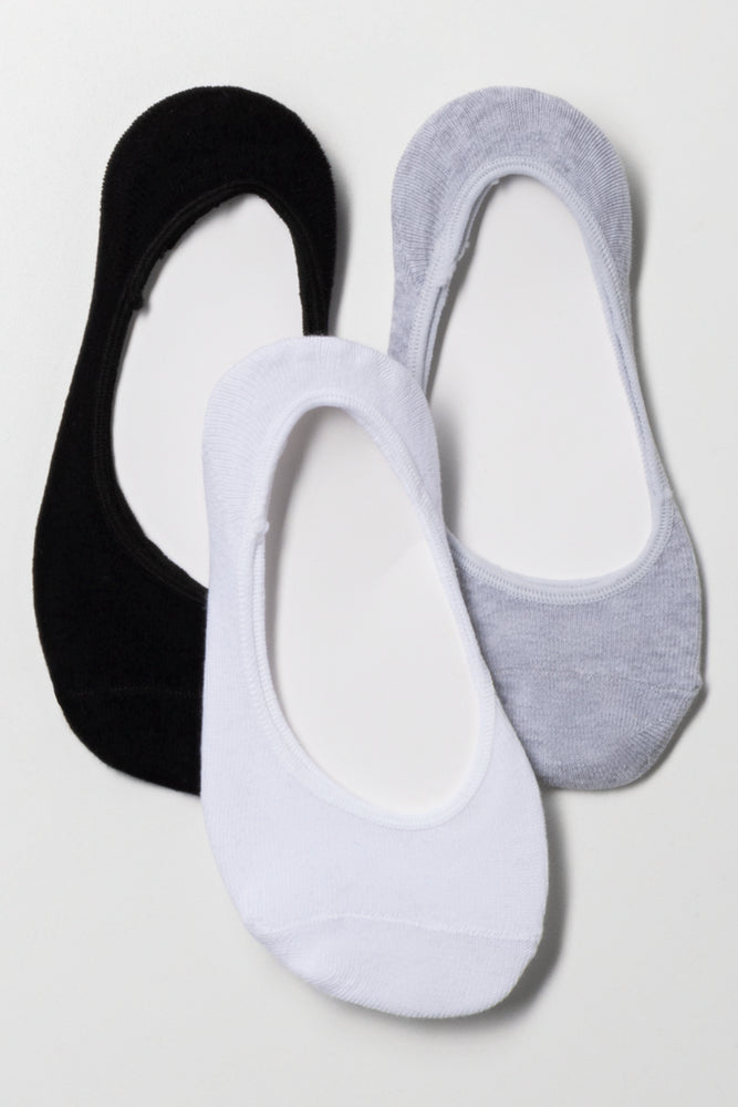 3 Pack Secret Socks Black, White And Grey