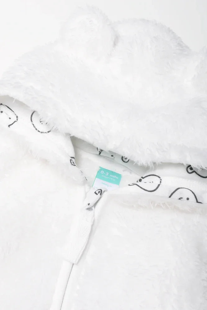 Fleece Baby Grow White