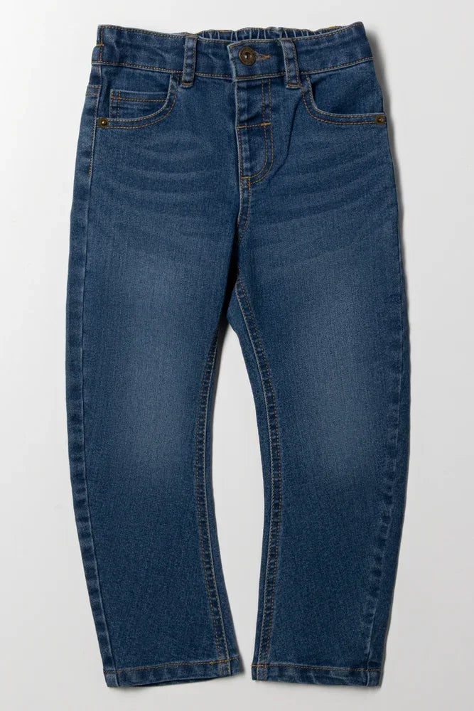 Bow Leg Denim Jeans Blue
