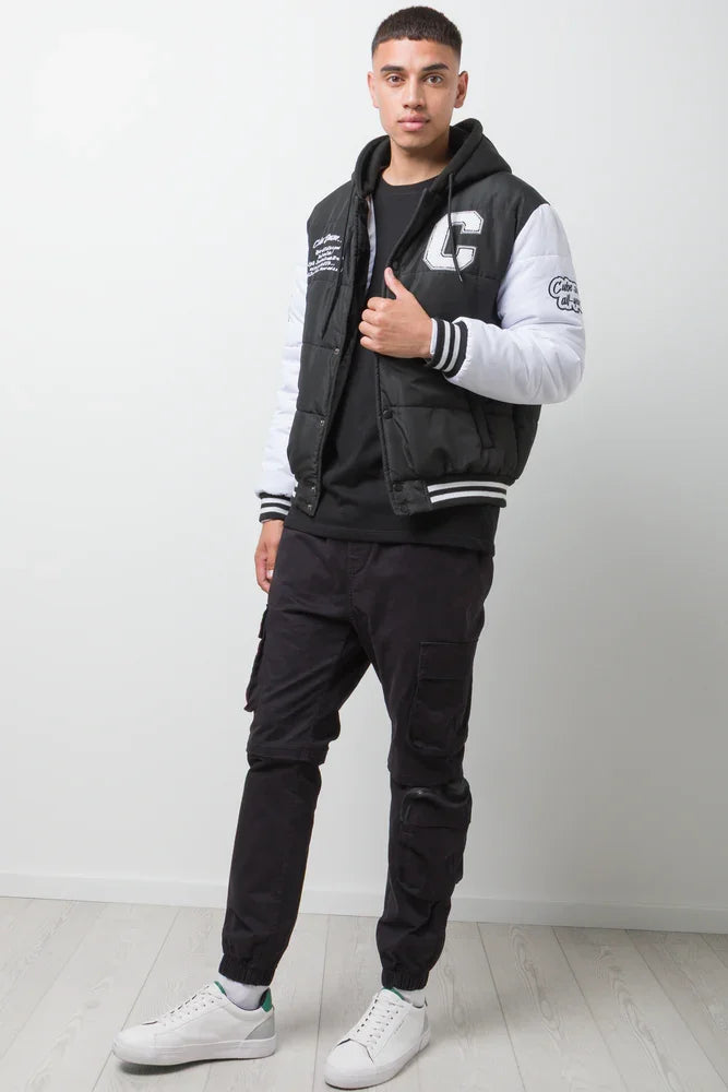 Baseball Puffer Jacket Black