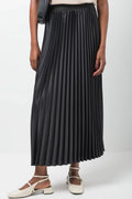 Satin Maxi Pleated Skirt Black (1)