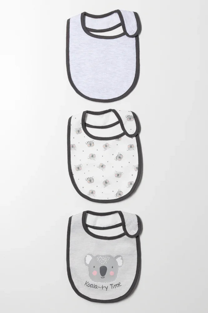 3 Pack Bibs Blue, Grey And White