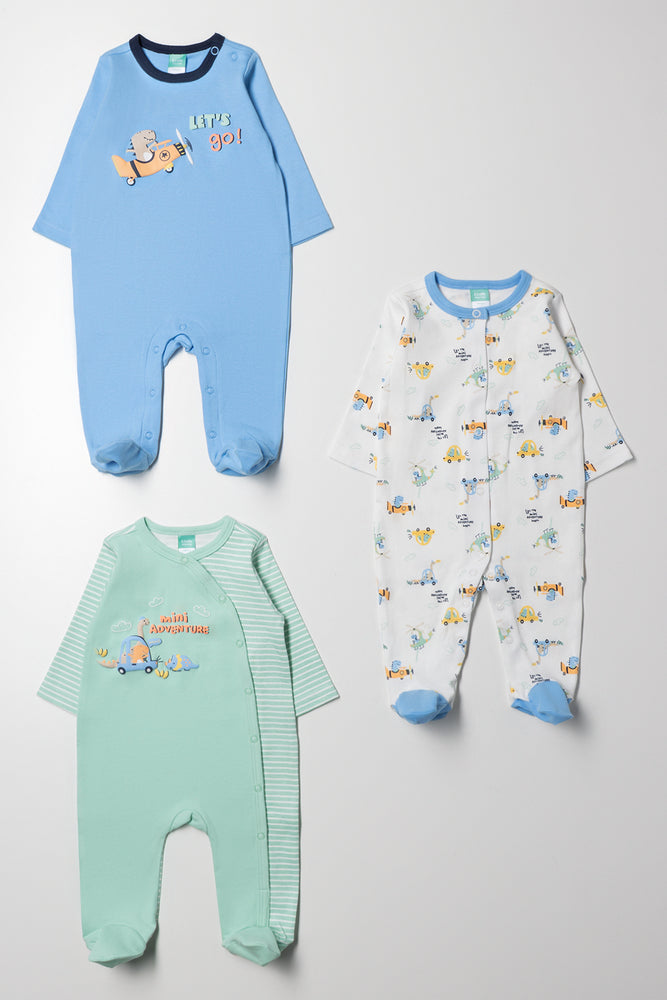 3 Pack Babygrows Blue