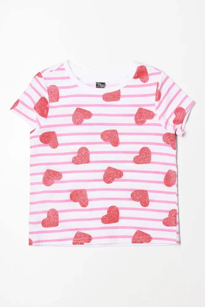 Heart Short Sleeve T-Shirt Red