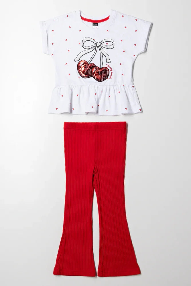 Flare Legging Set Red