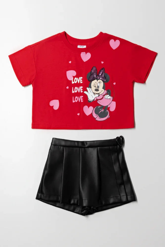 Black Skirt Minnie Mouse Skirt And Top Minnie Mouse Skort Set Red