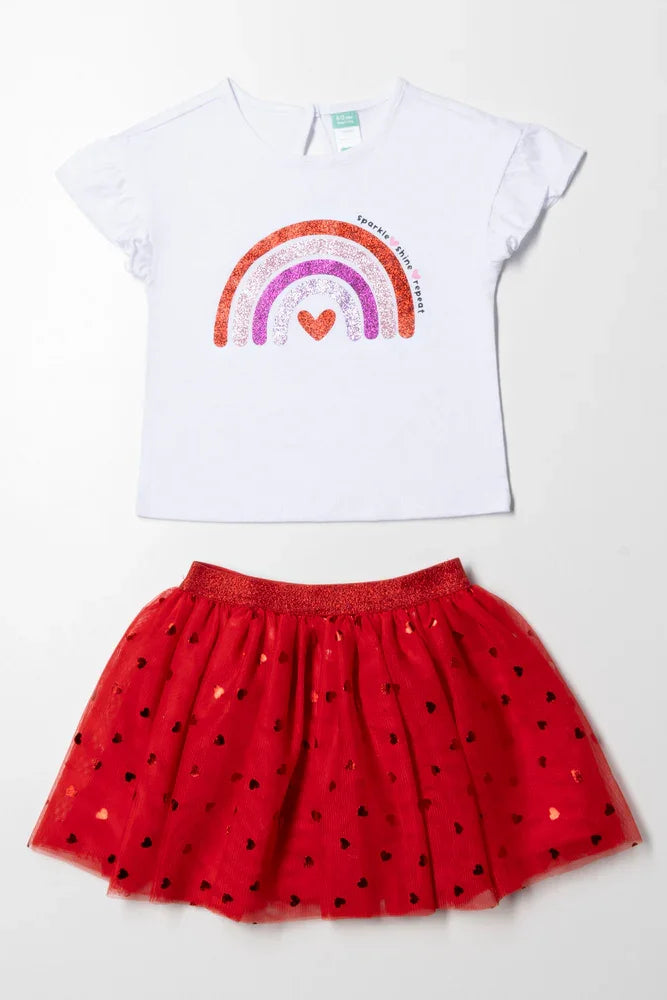 Tutu Skirt Set Red And White
