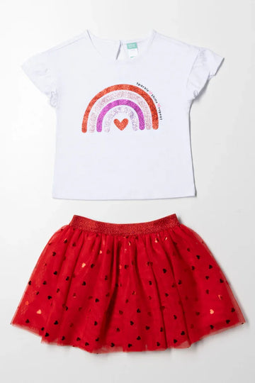 Tutu Skirt Set Red And White