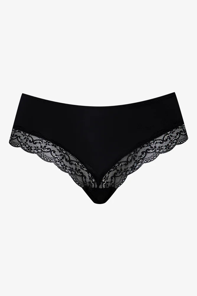 3 Pack Lace Trim Brazilian Panties Black