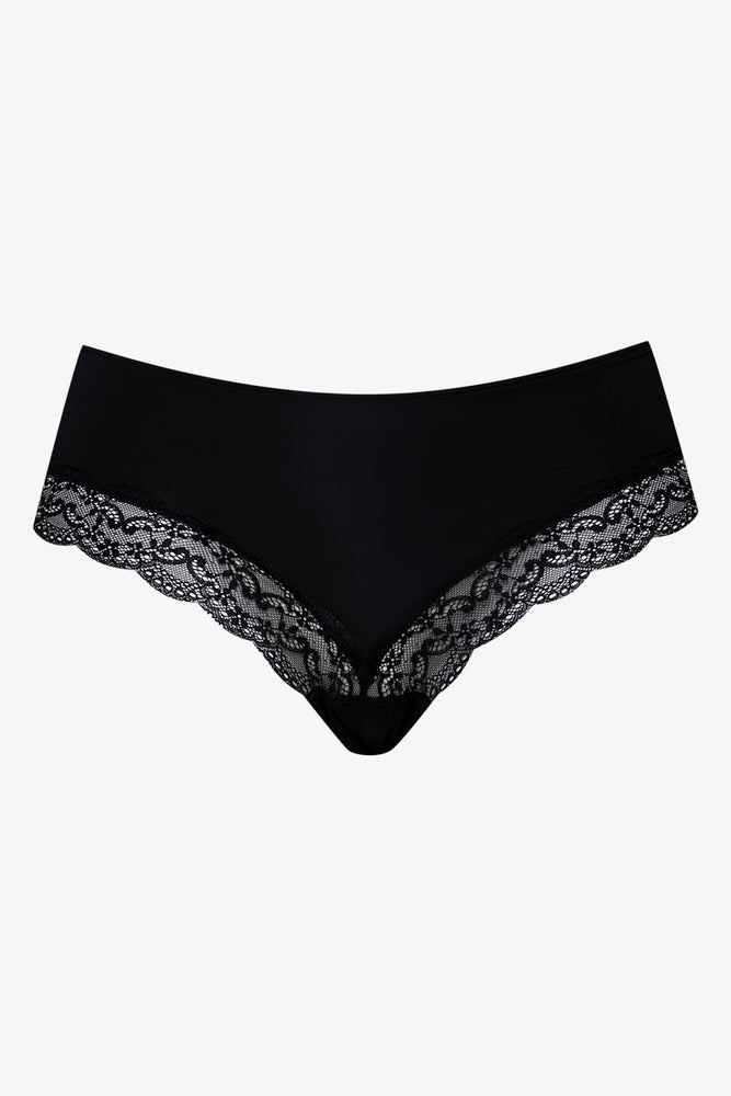 3 Pack Lace Trim Brazilian Panties Black