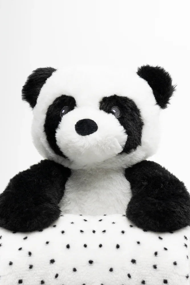 Panda Toy And Blanket Black And White