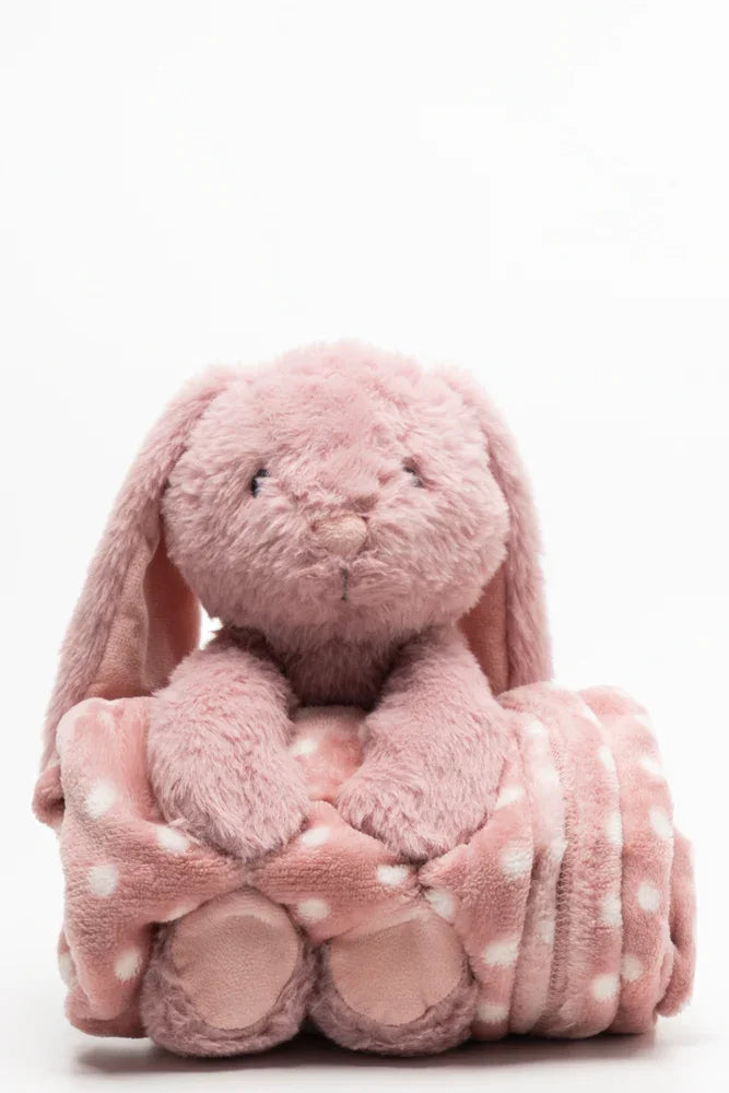 Bunny Toy And Blanket Natural And Pink