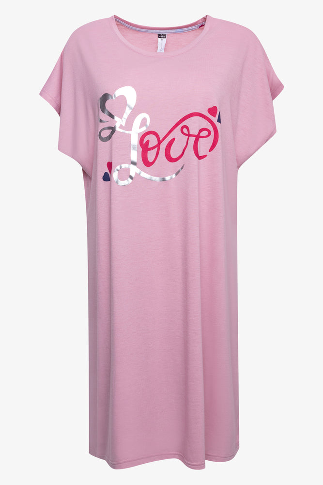 2 Pack Love And Hearts Sleepshirts Pink And Grey