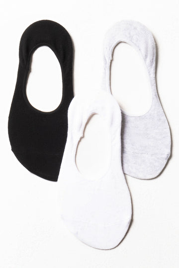 3 Pack Secret Socks Black, White & Grey